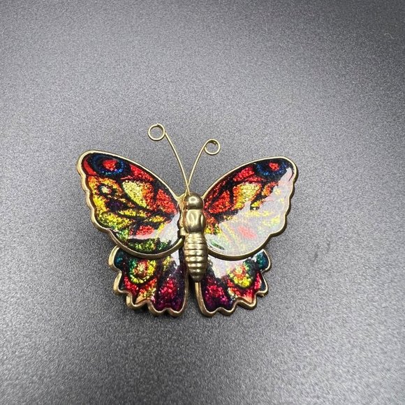 MULTICOLOR Butterfly Brooch Pin - Picture 2 of 4